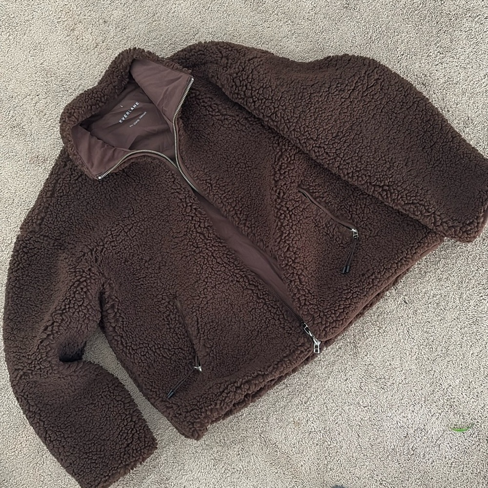 Everlane Large Brown Double Zipper Jacket